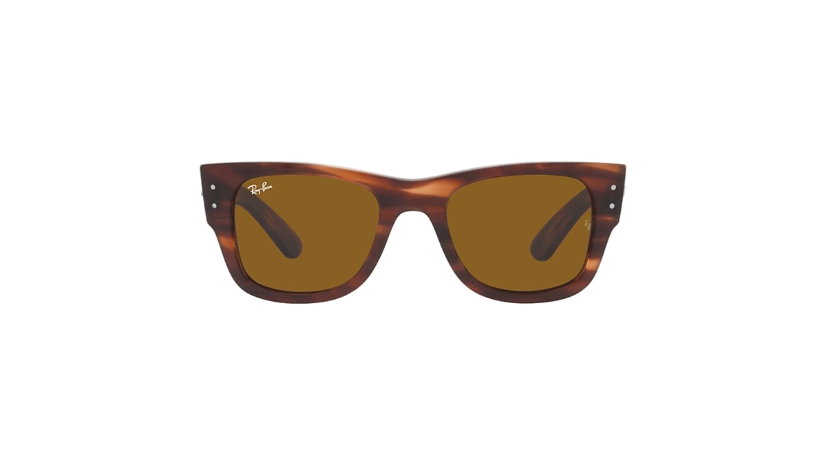 MEGA WAYFARER Sunglasses in Striped Havana and Brown