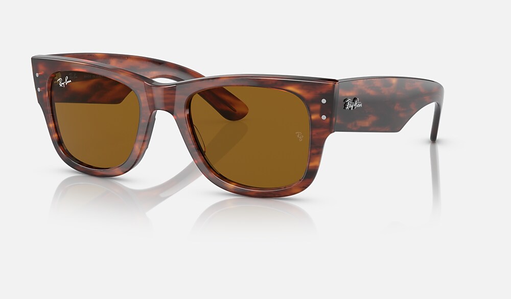 MEGA WAYFARER Sunglasses in Striped Havana and Brown RB0840S