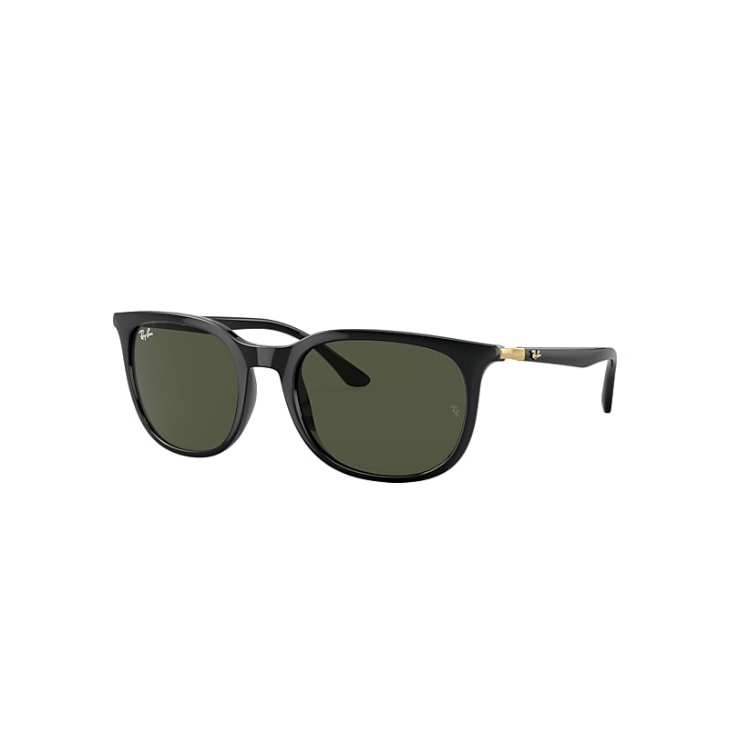 Shop Ray Ban Rb4386 Sunglasses Gold Frame Green Lenses 54-20