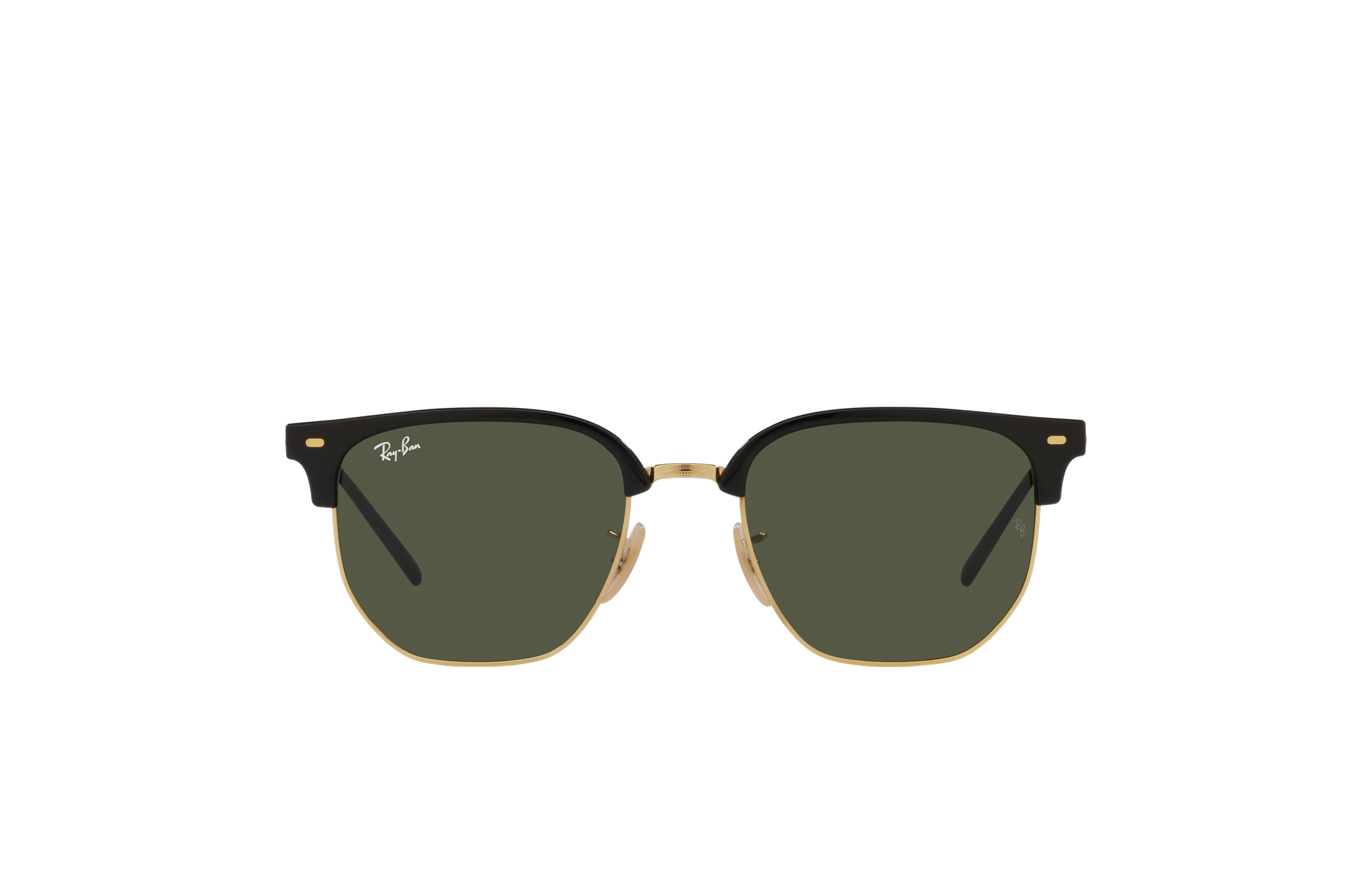 Ray-Ban Sunglasses New Clubmaster Black On Gold Frame Green Lenses