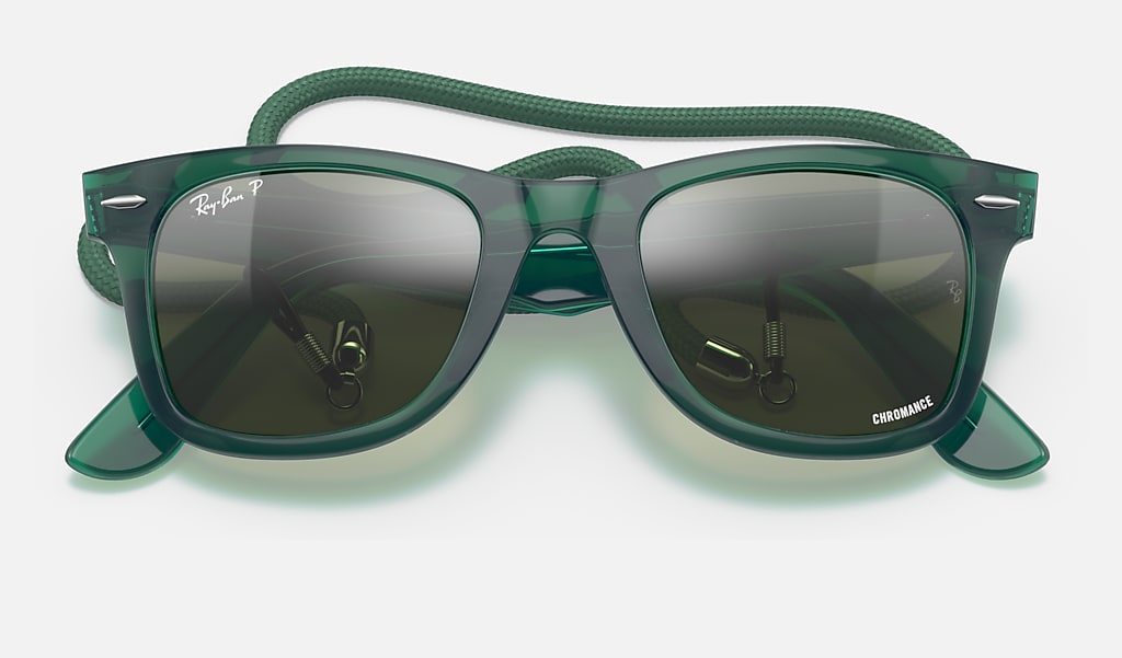 Colorblock Sunglasses in Transparent Green and Chromance | Ray-Ban®