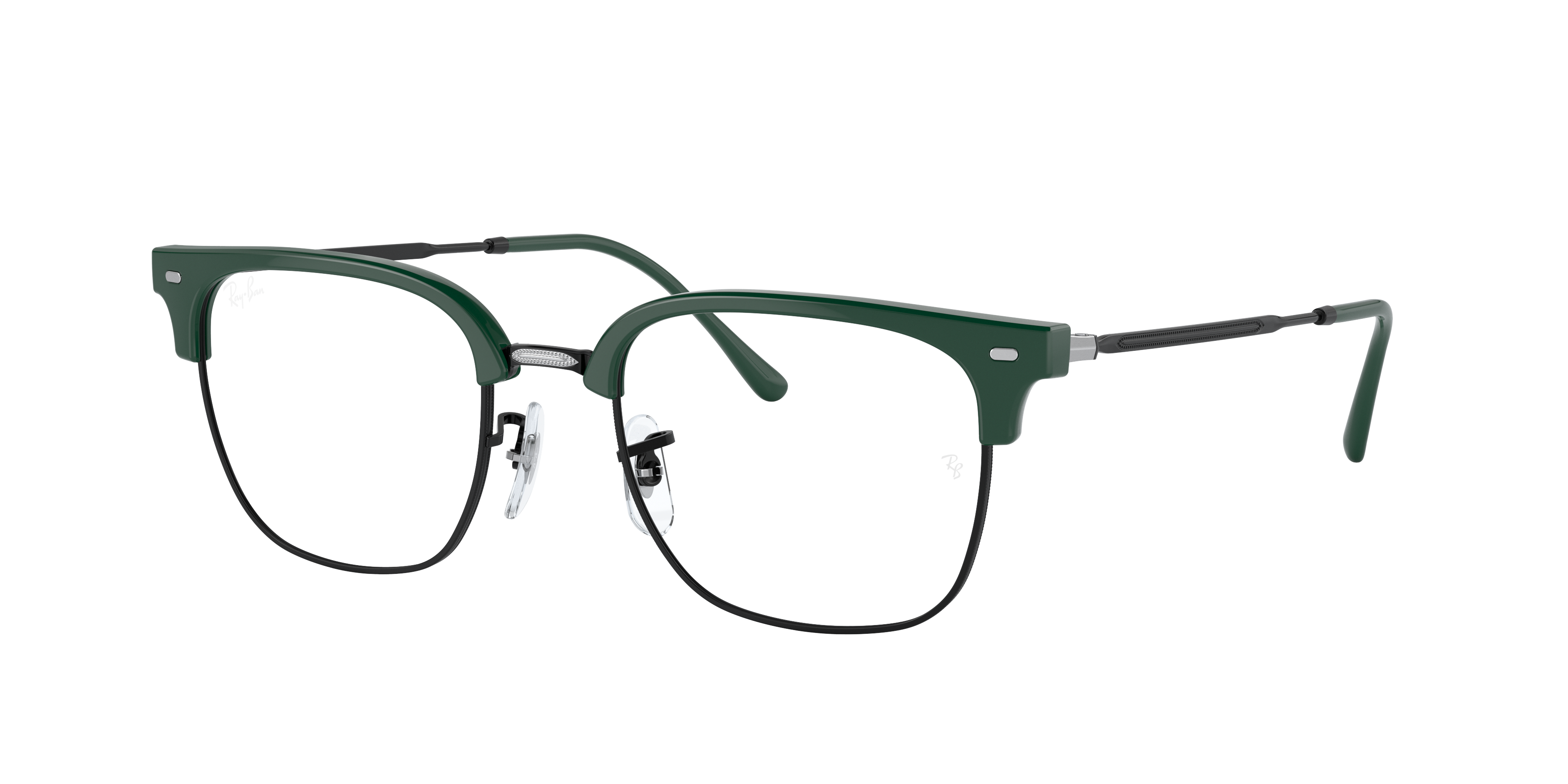 New Clubmaster Optics Eyeglasses With Green On Black Frame Ray Ban