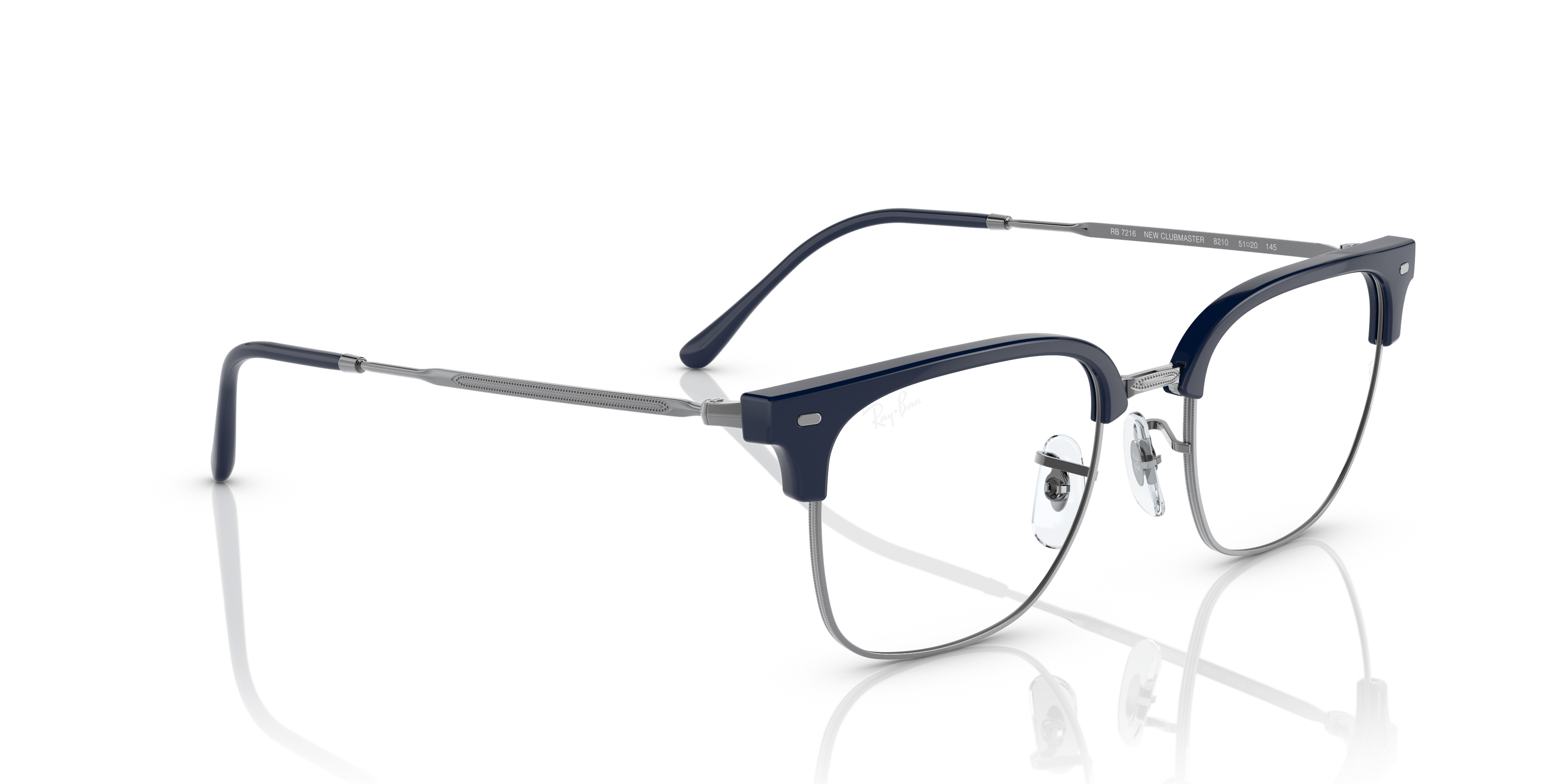 New Clubmaster Optics Eyeglasses with Blue On Gunmetal Frame | Ray 