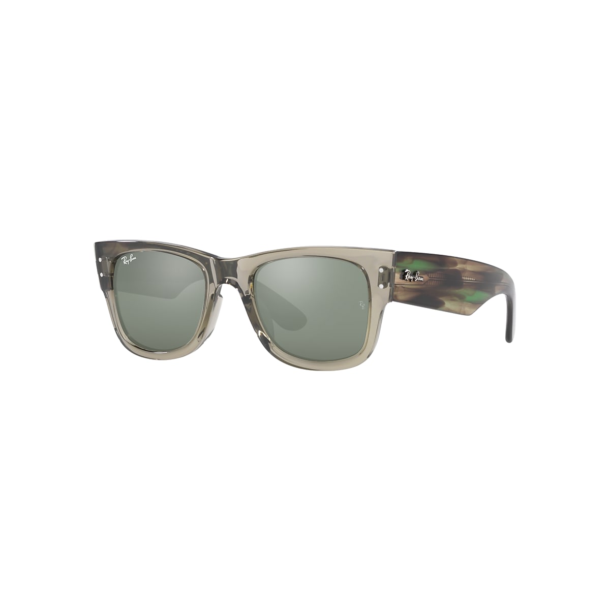 Mega Wayfarer Sunglasses in Transparent Green and Silver | Ray-Ban®