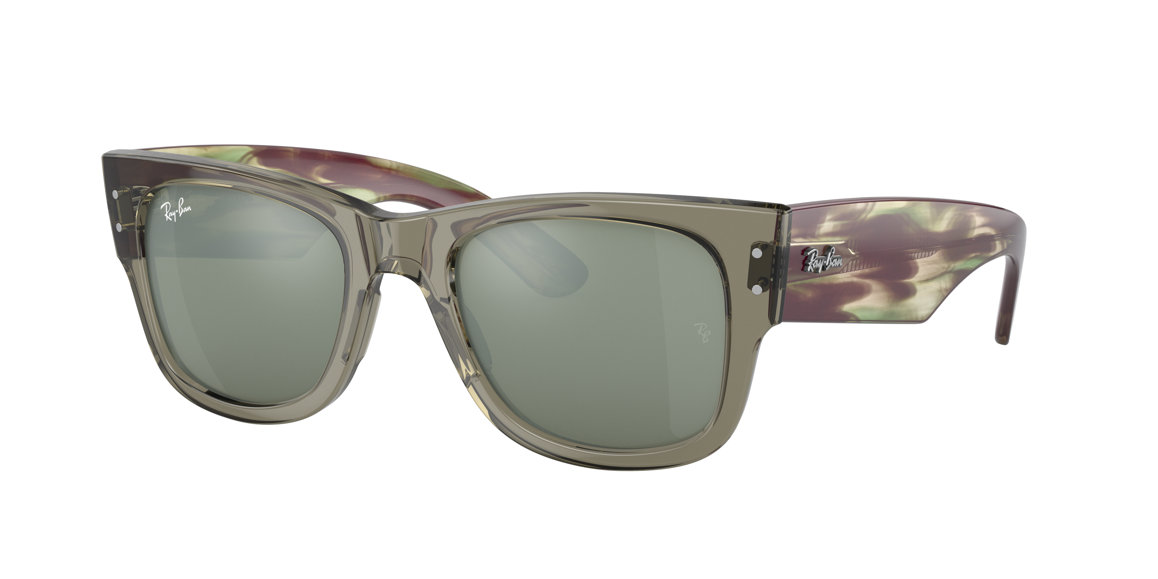 Mega Wayfarer Sunglasses in Transparent Green and Silver | Ray-Ban®
