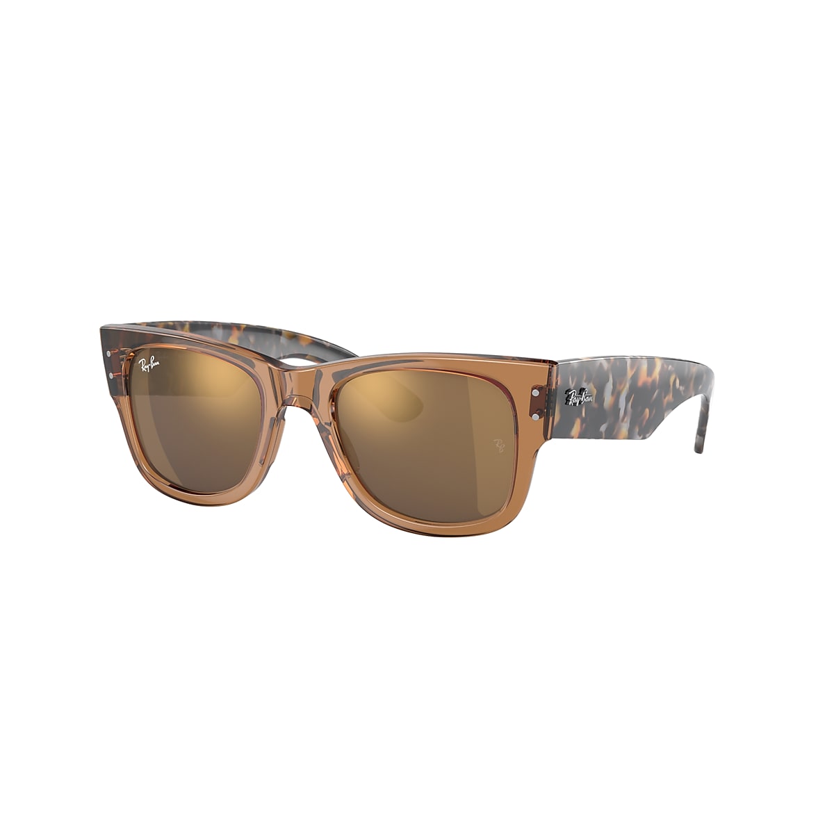 MEGA WAYFARER Sunglasses in Transparent Brown and Gold 