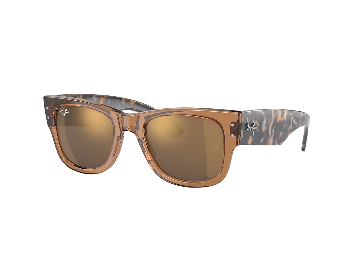 MEGA WAYFARER Sunglasses in Transparent Brown and Gold