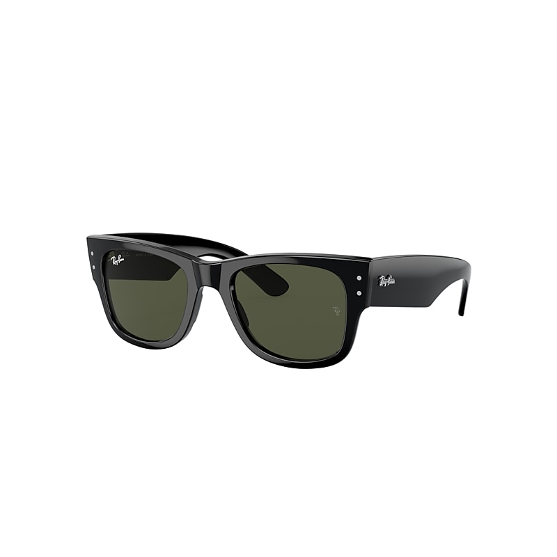 Ray Ban Mega Wayfarer Sunglasses Black Frame Green Lenses 52-21 In Black
