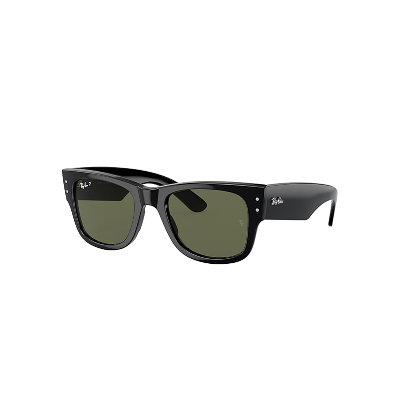 Shop Ray Ban Mega Wayfarer Sunglasses Black Frame Green Lenses Polarized 52-21