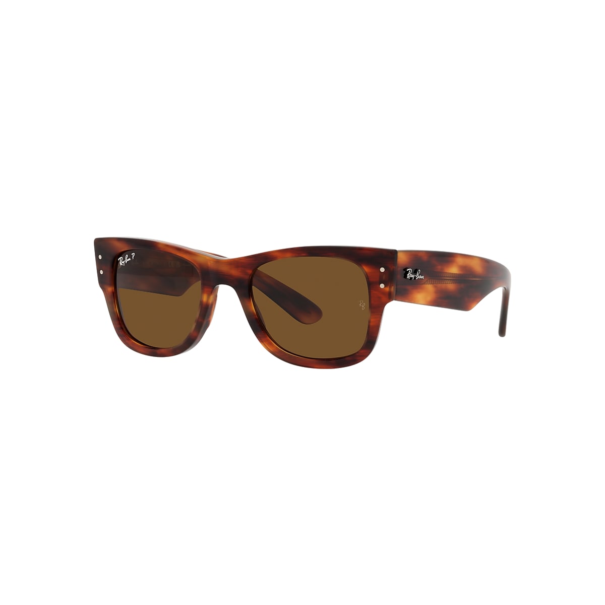 MEGA WAYFARER Sunglasses in Striped Havana and Brown 
