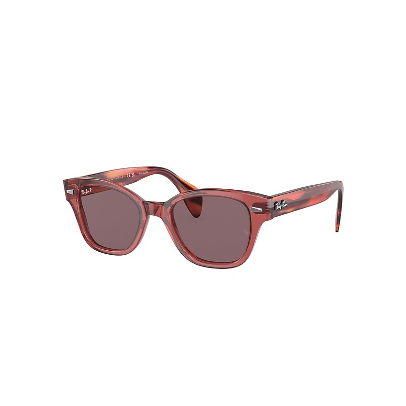 Ray Ban Rb0880s Sunglasses Striped Pink Havana Frame Violet Lenses Polarized 53-19 In Striped Pink Havana