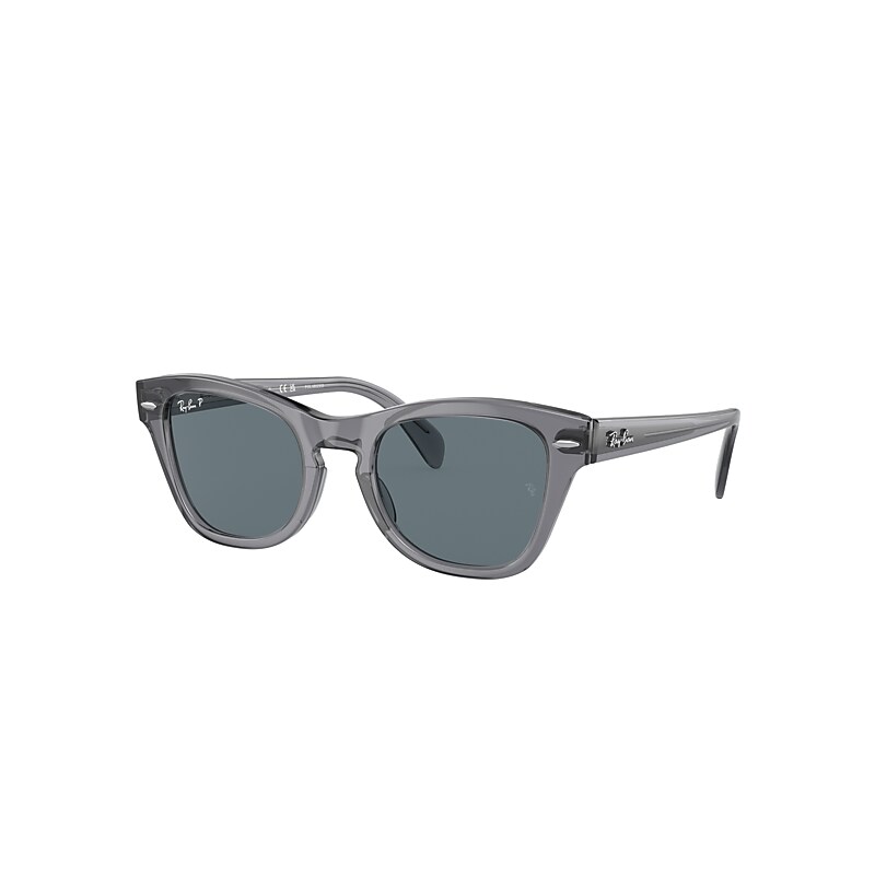 Ray Ban Rb0707s Sunglasses Transparent Grey Frame Blue Lenses Polarized 53-21