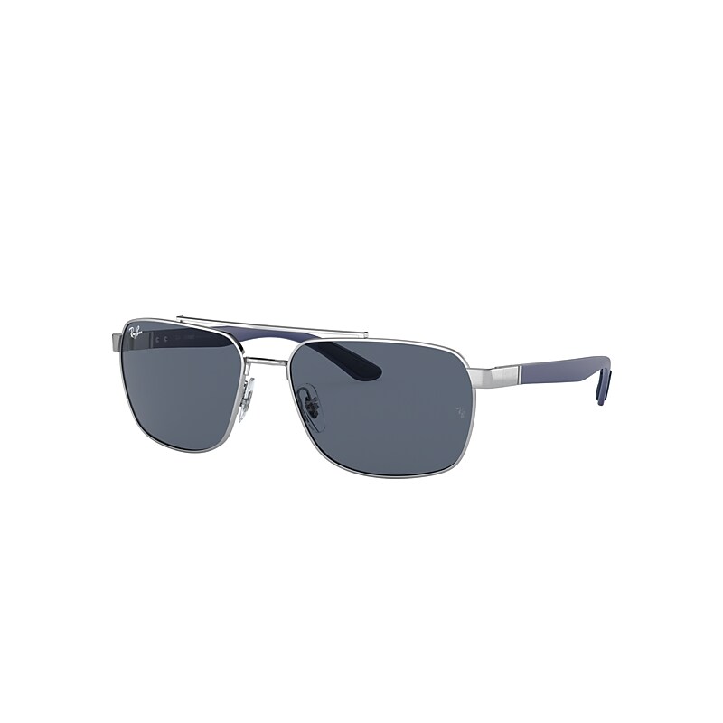 Shop Ray Ban Rb3701 Sunglasses Blue Frame Grey Lenses 59-17