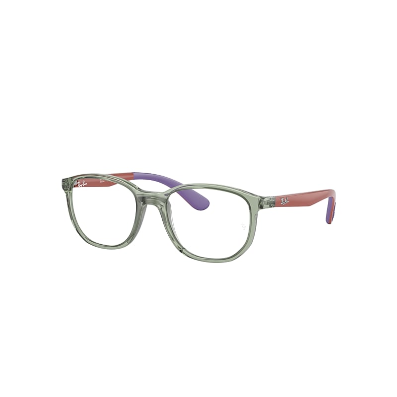 Ray-Ban Junior Rb1619 Optics Kids Eyeglasses Transparent Green On Rubber Wisteria Frame Clear Lenses Polarized 49-16