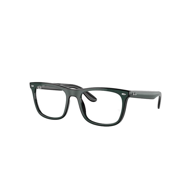 Ray Ban Eyeglasses Unisex Rb7209 Optics - Green Black Frame Clear Lenses Polarized 53-20