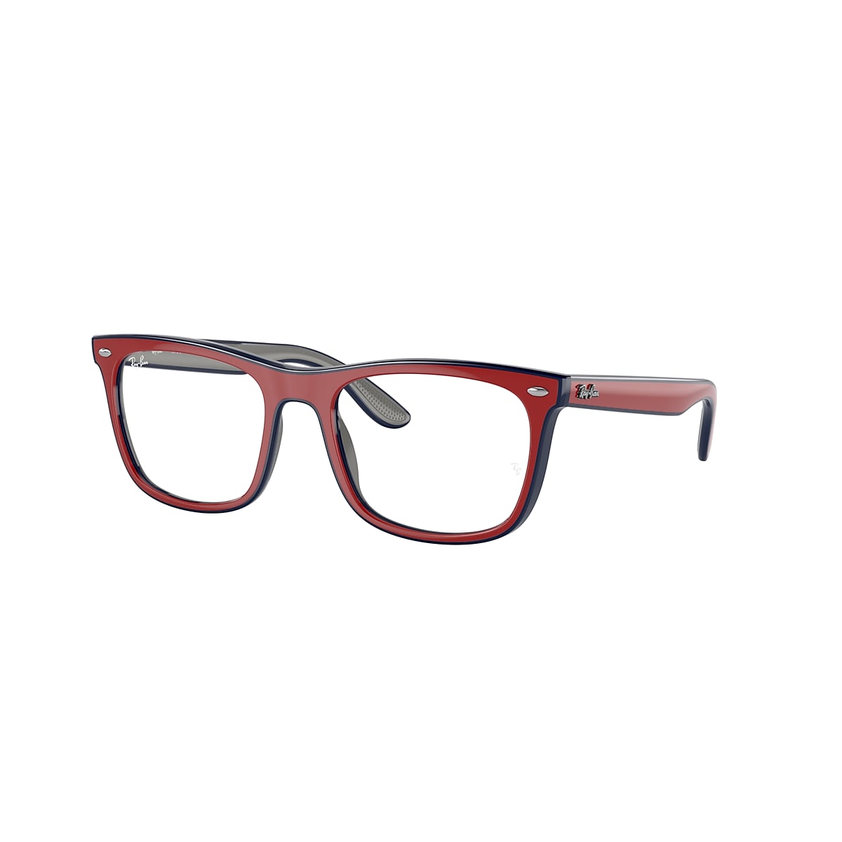 Ray-Ban Rb7209 Optics Optical Red Blue Grey Frame Clear Lenses Polarized  55-20