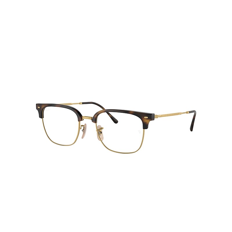 Ray Ban New Clubmaster Optics Eyeglasses Gold Frame Demo Lens Lenses Polarized 53-20 In Gold