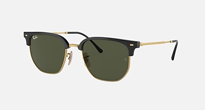 Ray-Ban ORB4246 ブラック/ゴールド NEW CLUBMASTER Sunglasses in Black On Gold and Green