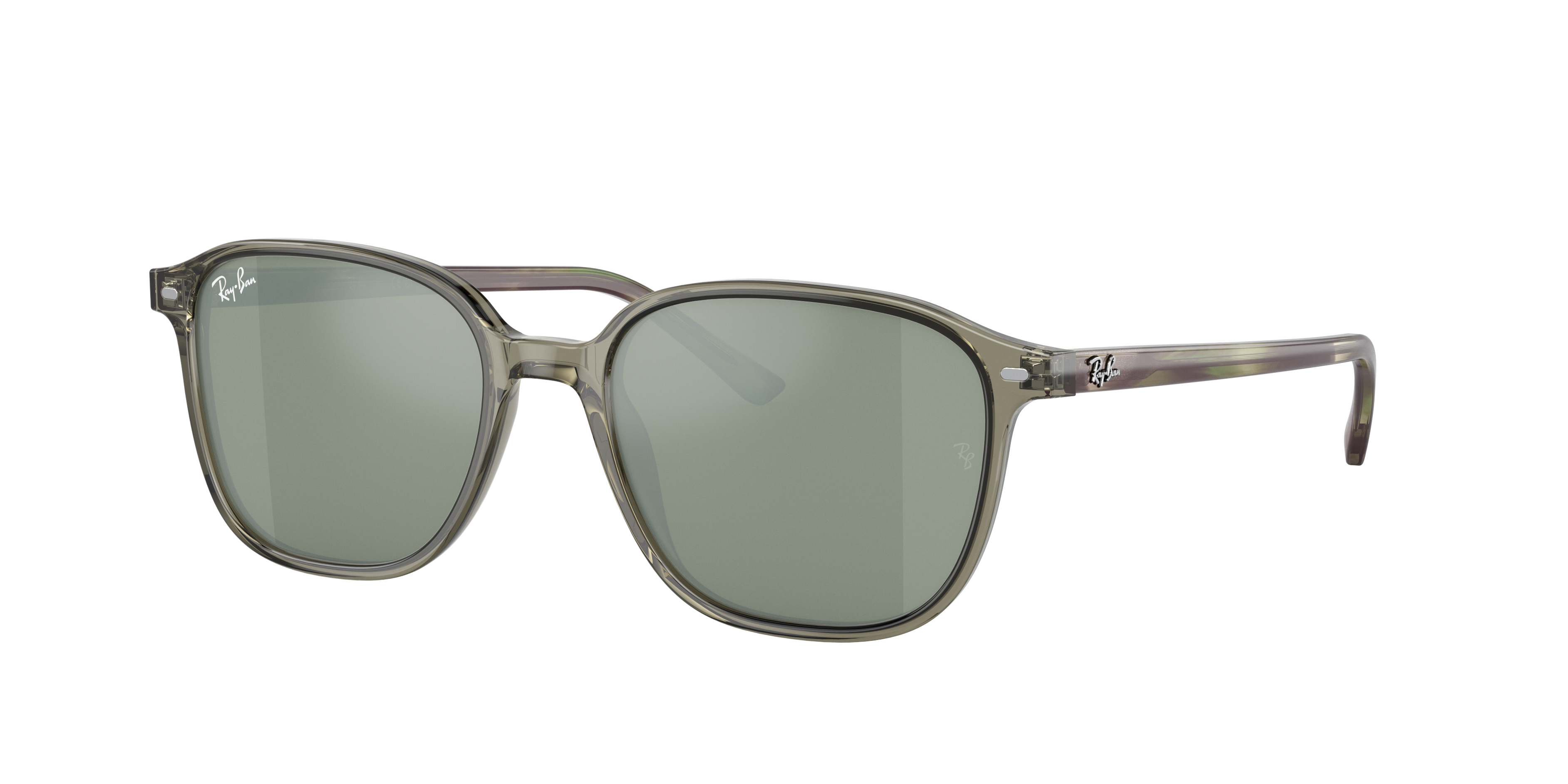 Leonard Sunglasses in Transparent Green and Silver | Ray-Ban®