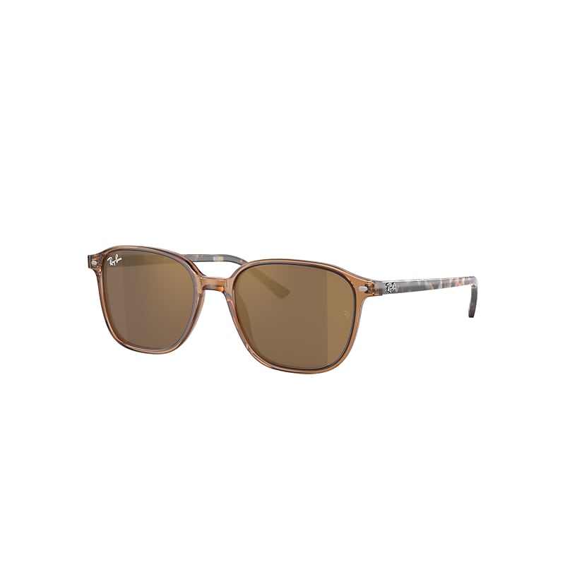 Ray Ban Leonard Sunglasses Striped Yellow Havana Frame Brown Lenses 51-18