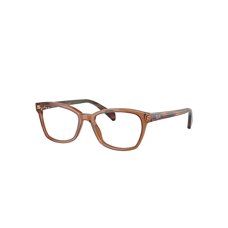 Ray-Ban Junior Rb1591 Optics Kids Eyeglasses Striped Yellow Havana Frame Clear Lenses Polarized 48-16