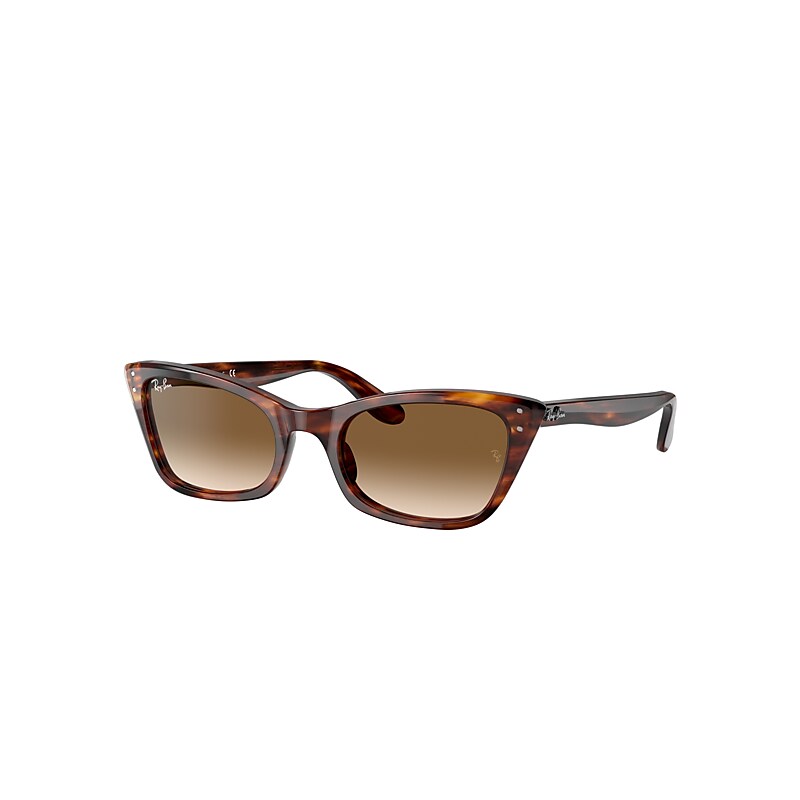 Ray-Ban Lady Burbank Sunglasses Striped Havana Frame Brown Lenses 55-20