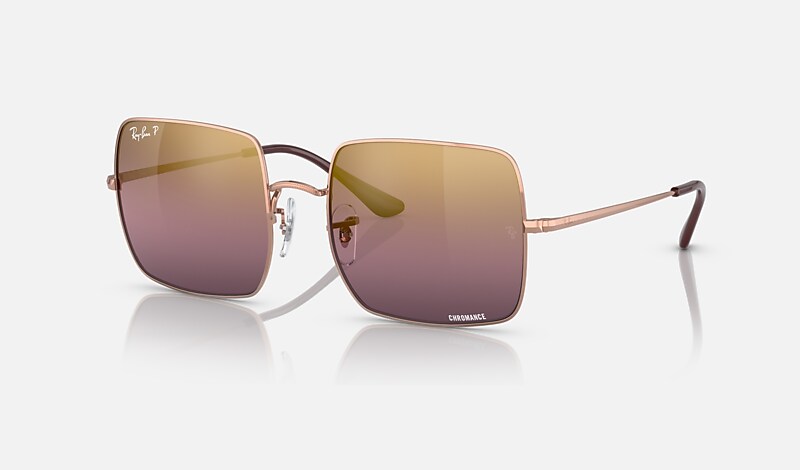 SQUARE 1971 CHROMANCE Sunglasses in Rose Gold and Red - RB1971