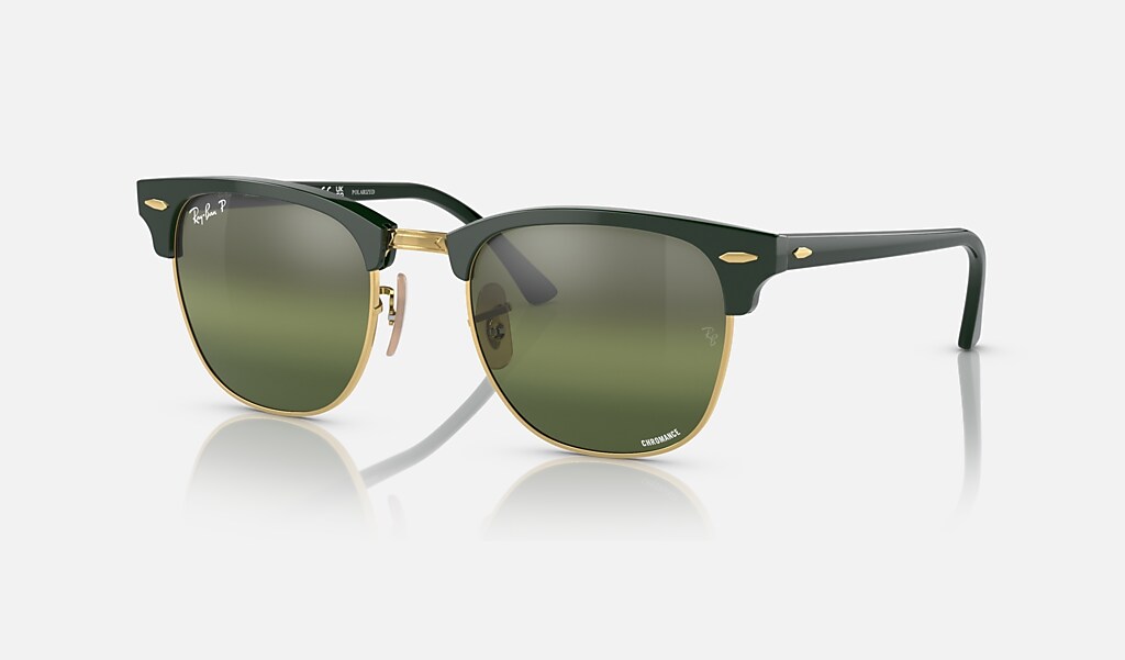 Clubmaster Chromance Sunglasses in Green On Gold and Silver/Green | Ray-Ban®