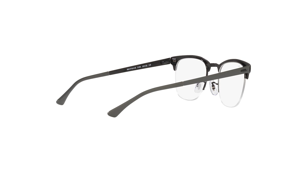 CLUBMASTER METAL OPTICS Eyeglasses with Grey On Black Frame