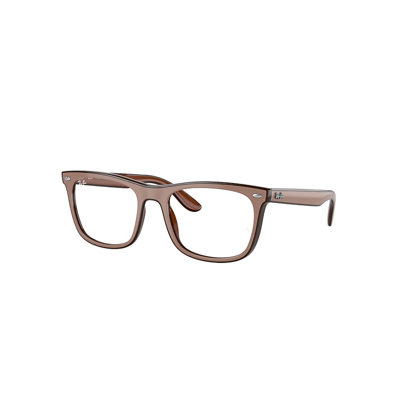 Ray Ban Rb7209 Optics Eyeglasses Dark Brown Frame Clear Lenses Polarized 55-20 In Dark Brown