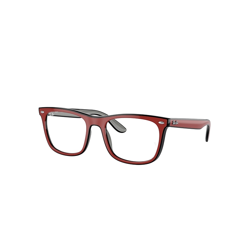 Ray Ban Rb7209 Optics Eyeglasses Red Black Grey Frame Clear Lenses Polarized 55-20
