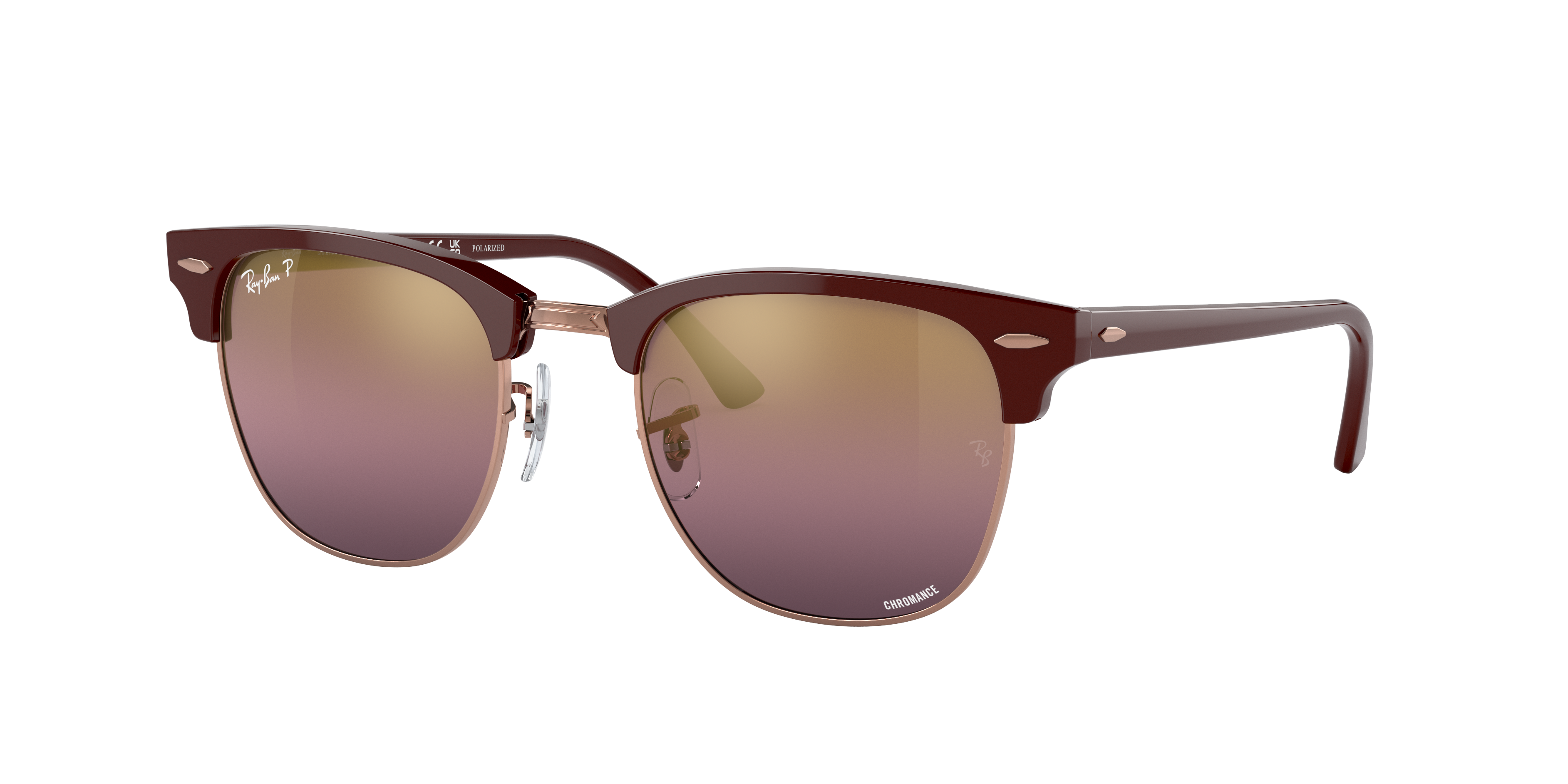 Clubmaster Chromance Sunglasses in Bordeaux On Rose Gold and Gold/Red | Ray- Ban®