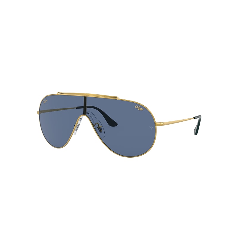 Ray Ban Wings Sunglasses Gold Frame Blue Lenses 01-33