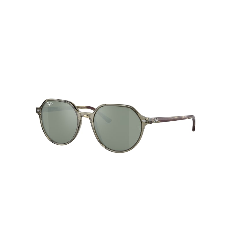 Ray Ban Thalia Sunglasses Striped Green Havana Frame Silver Lenses 55-18