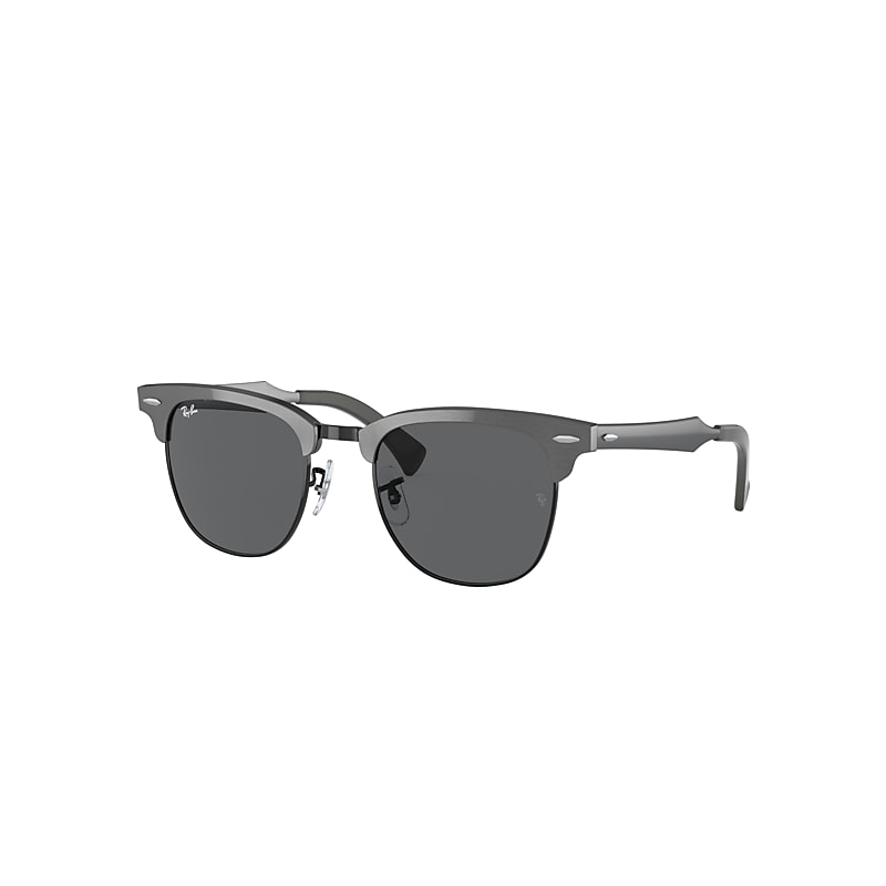 Ray Ban Clubmaster Aluminum Sunglasses Graphite Frame Grey Lenses 51-21