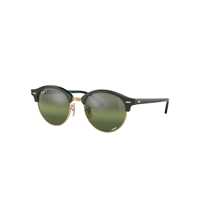 Ray Ban Clubround Chromance Sunglasses Green Frame Silver Lenses Polarized 51-19
