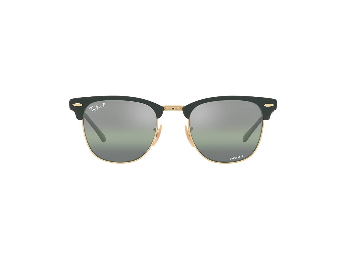 Clubmaster Metal Chromance Sunglasses in Green On Gold and Dark Green | Ray- Ban®