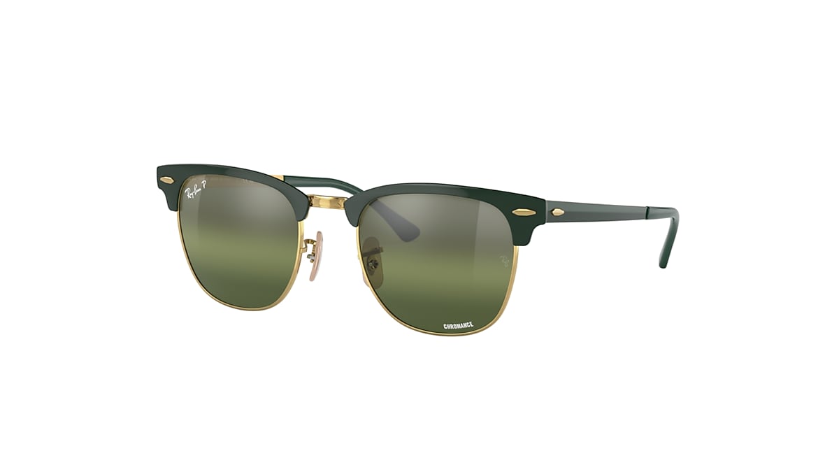 Ray-Ban サングラス RB3716 9255G4 51 CLUBMASTER GREEN CLUBMASTER METAL CHROMANCE Sunglasses in Green On Gold and