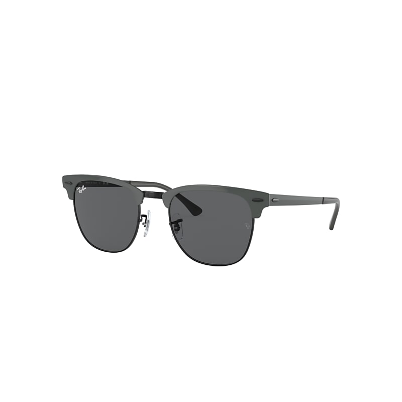 Ray Ban Clubmaster Metal Sunglasses Grey On Black Frame Grey Lenses 51-21