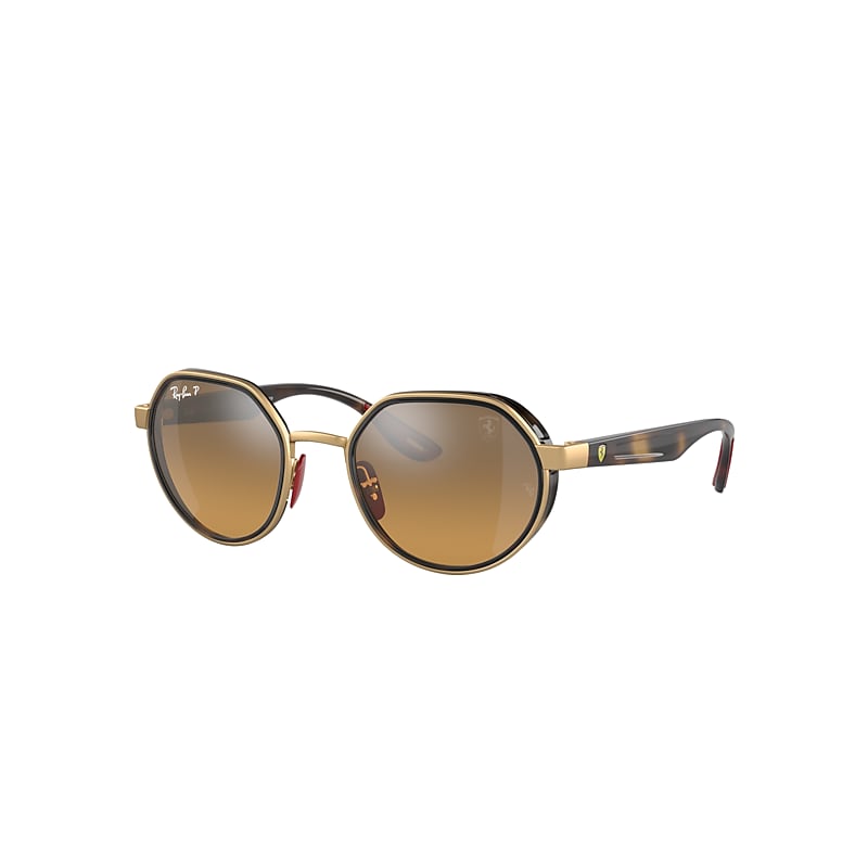 RAY BAN SUNGLASSES UNISEX RB3703M SCUDERIA FERRARI COLLECTION - HAVANA FRAME BROWN LENSES POLARIZED 51-21