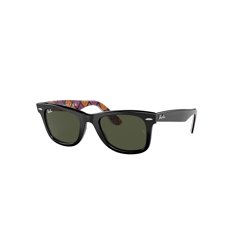 Shop Ray Ban Original Wayfarer X Dia De Los Muertos Sonnenbrillen Schwarz Fassung Grün Glas 54-18 In Black