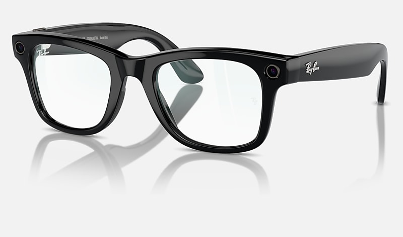 Ray-Ban Meta Wayfarer Smart Glasses, Shiny Black, Clear
