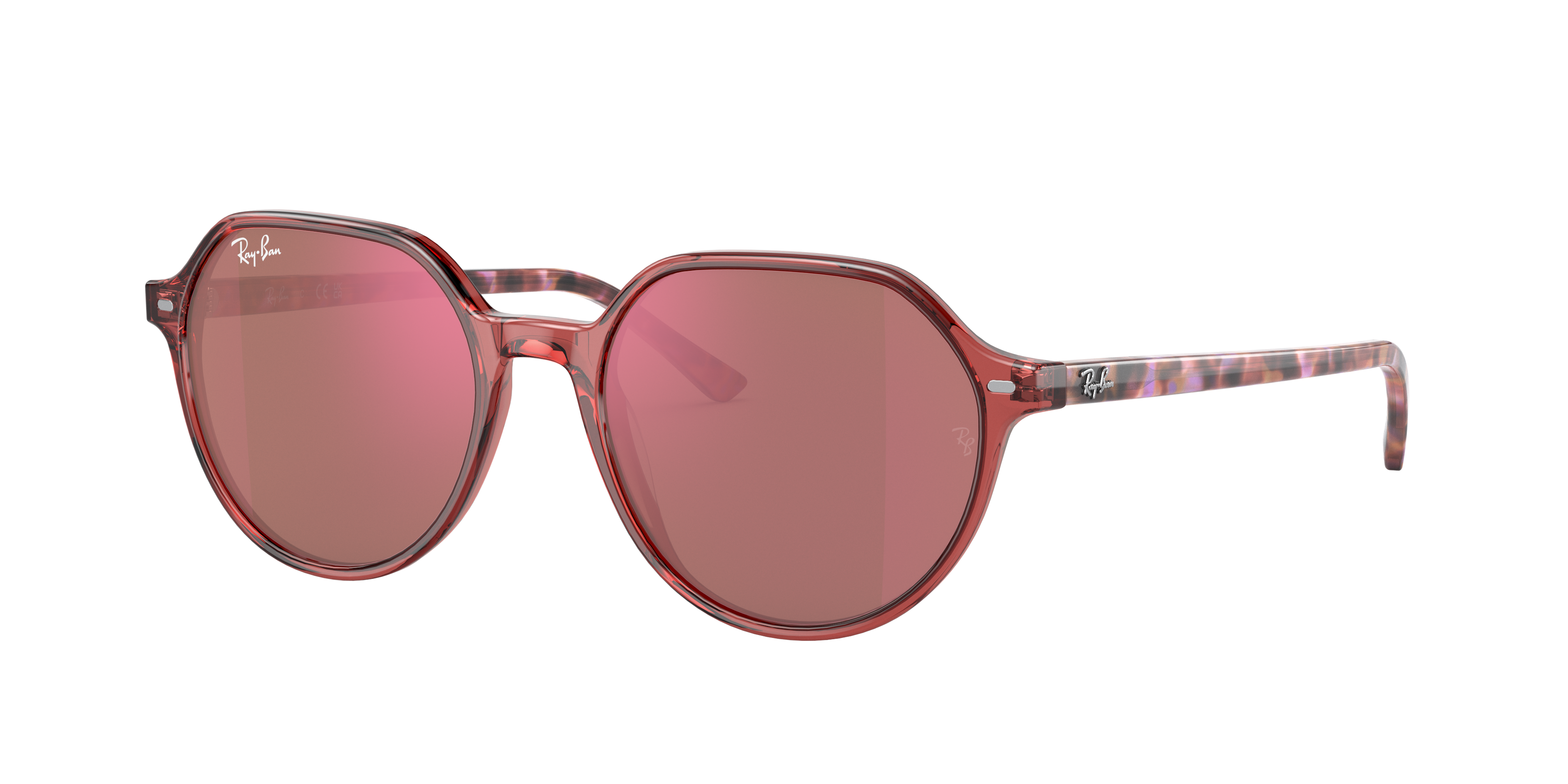 Thalia Sunglasses in Transparent Pink and Red | Ray-Ban®