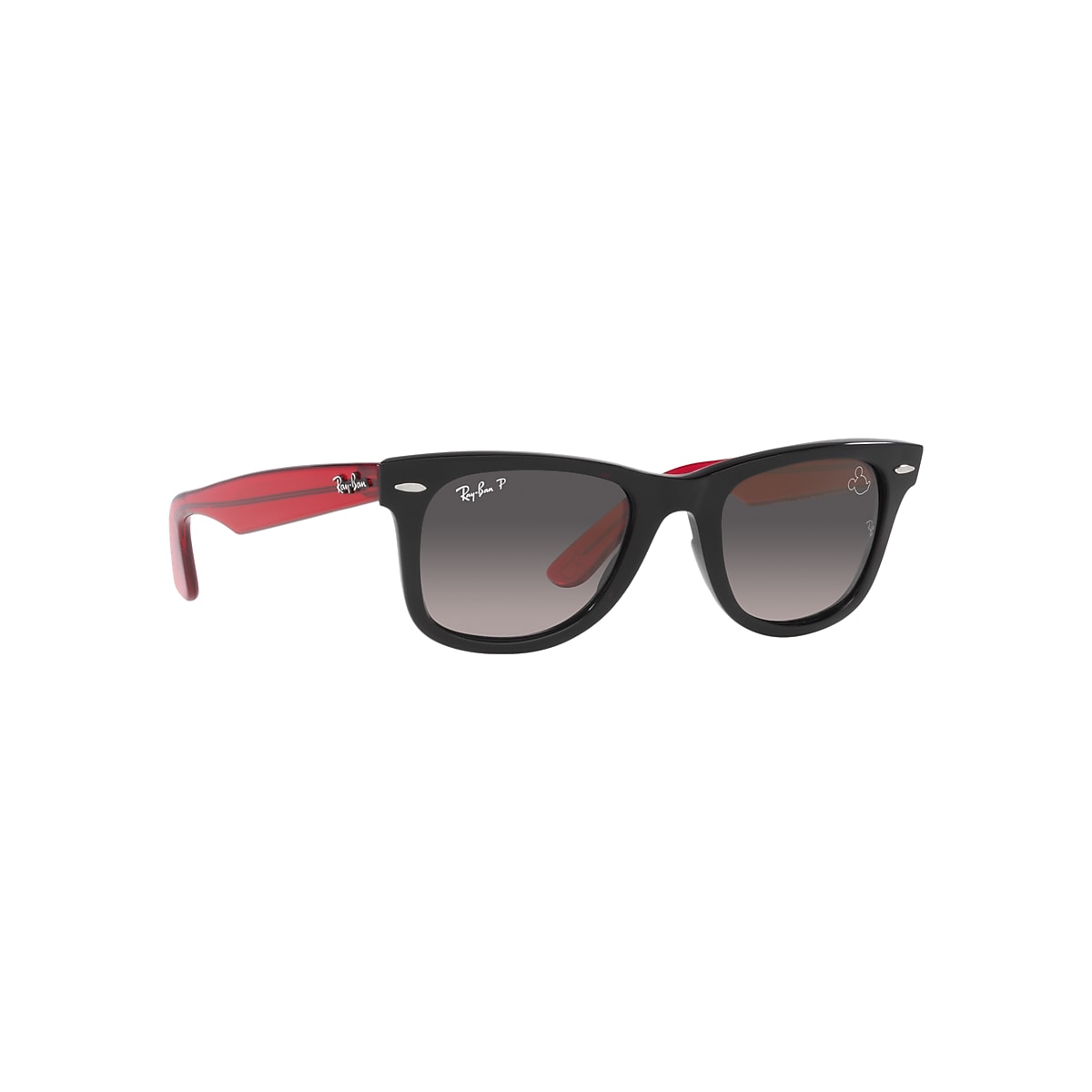 Ray-Ban Rb2140 Wayfarer Mickey J22 Sunglasses Transparent Red Frame Grey  Lenses Polarized 50-22
