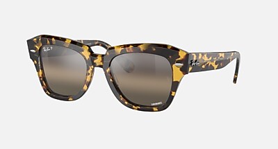 RAY-BAN State Street Fleck Sunglasses - Polished Yellow Havana RB2186 STATE STREET FLECK Sunglasses in Yellow Havana and Blue  main image 3