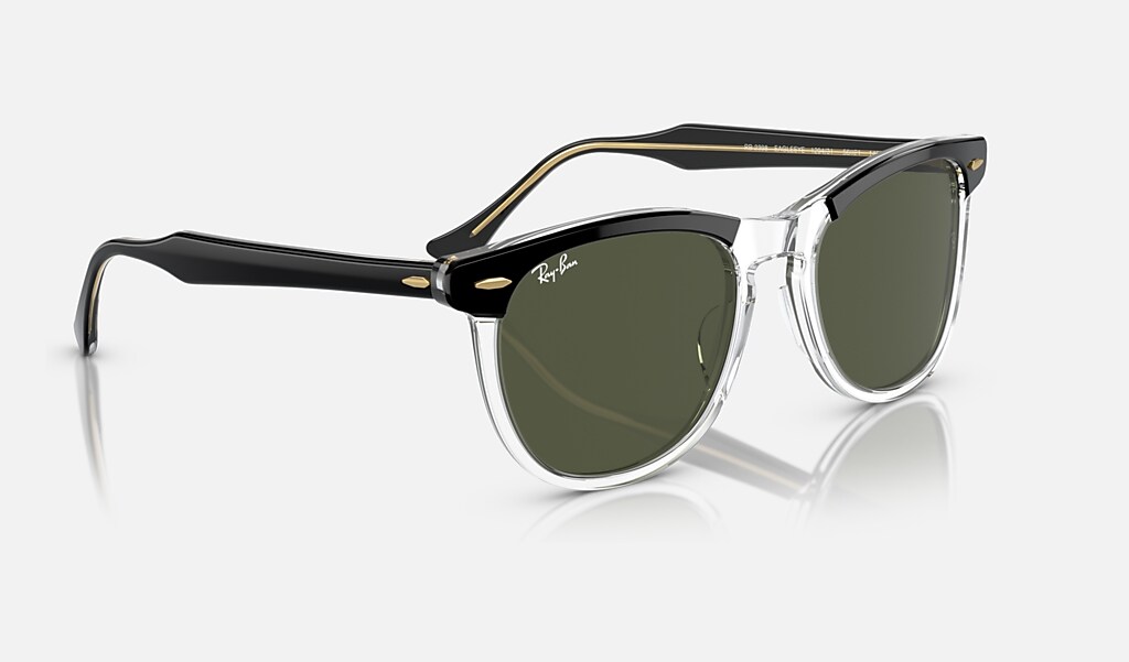 Eagle Eye Sunglasses in Black On Transparent and Green | Ray-Ban®