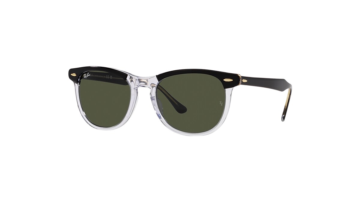 Ray-Ban Sunglasses Unisex Eagle Eye - Black On Transparent Frame Green  Lenses 56-21