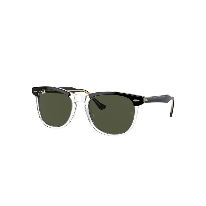 Ray Ban Sunglasses Unisex Eagle Eye - Black On Transparent Frame Green Lenses 56-21