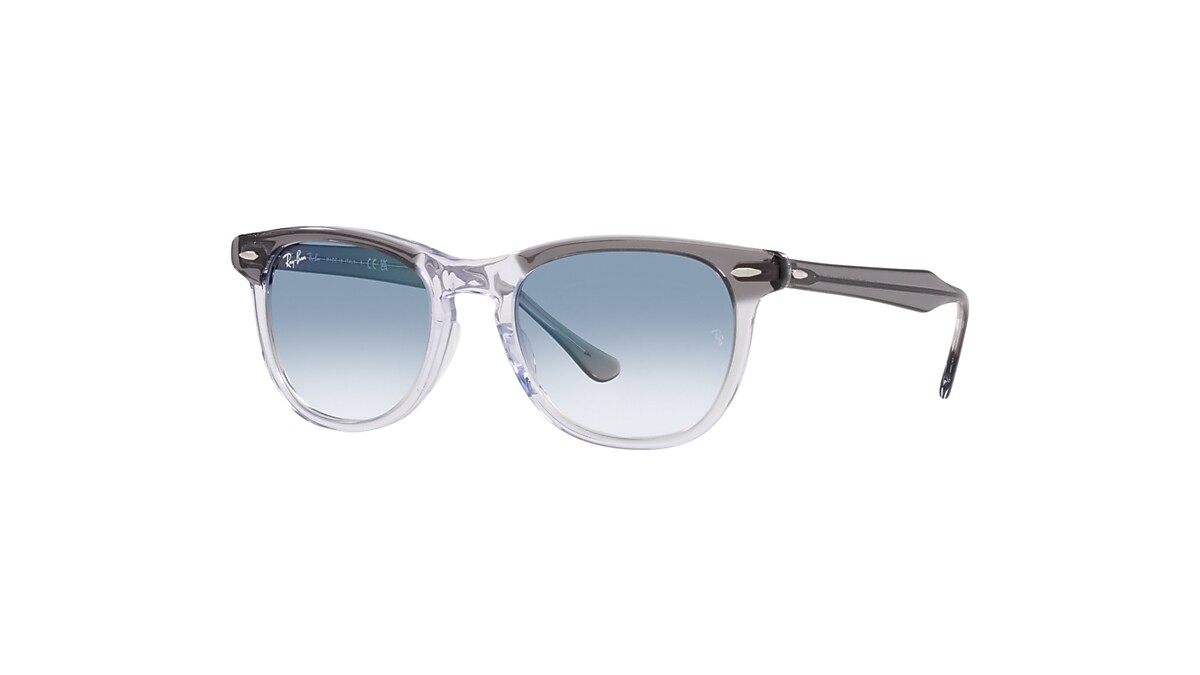 Ray-Ban Eagle Eye Sunglasses Grey On Transparent Frame Blue Lenses 53-21