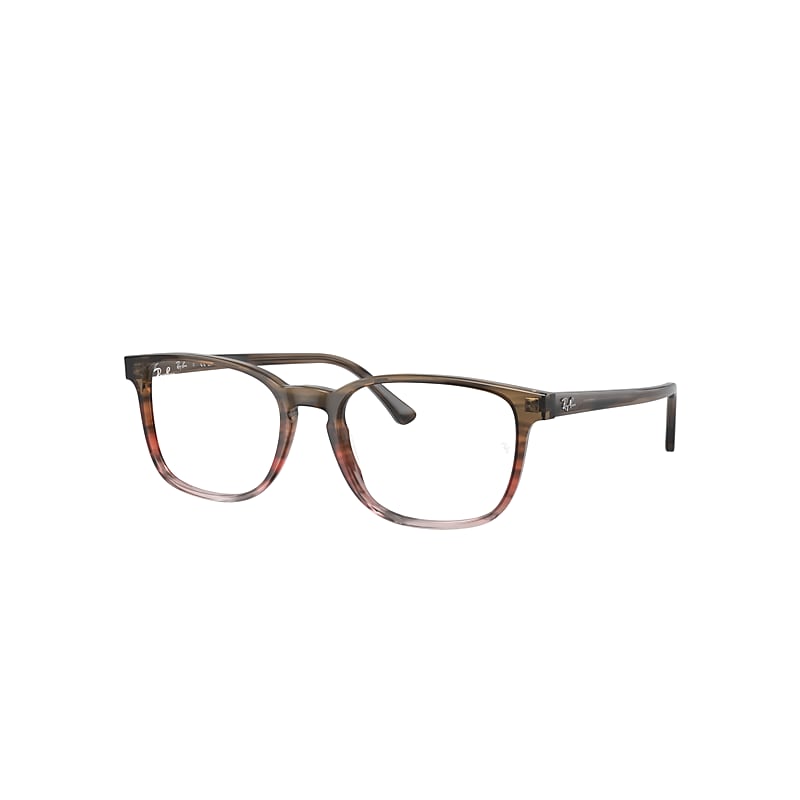 Ray Ban Rb5418 Optics Braun Gestreift & Rot Fassung Klar Glas Polarisiert 56-19 In Striped Brown & Red